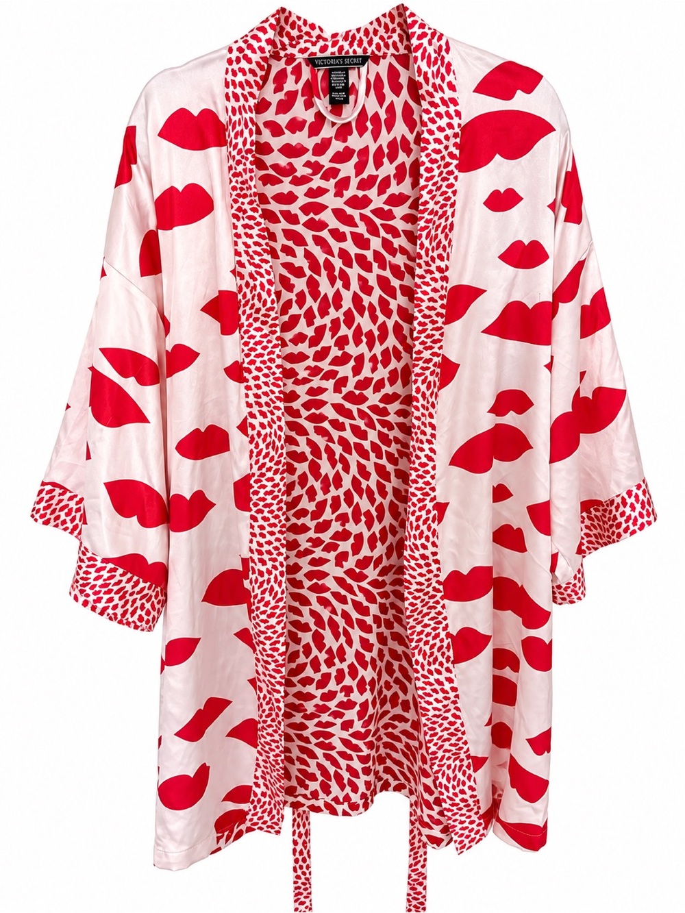 Victoria Secret Lip Print Dressing Gown/Silky Short Robe